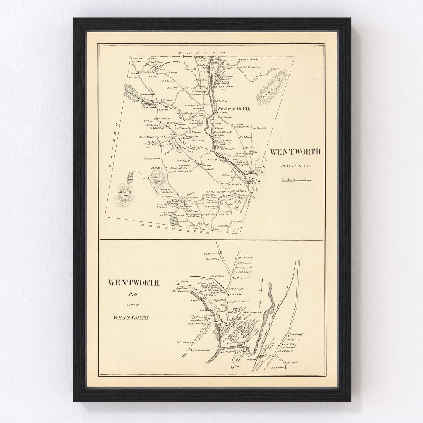 Vintage Map of Wentworth, New Hampshire 1892