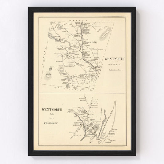 Vintage Map of Wentworth, New Hampshire 1892