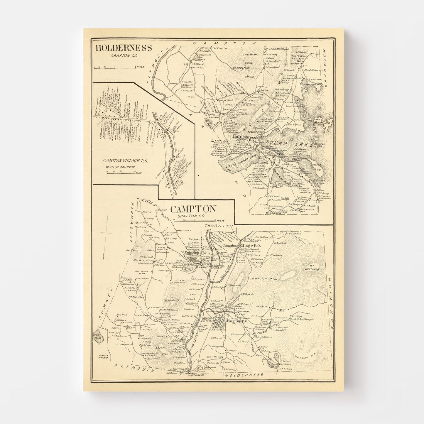 Vintage Map of Campton, New Hampshire 1892