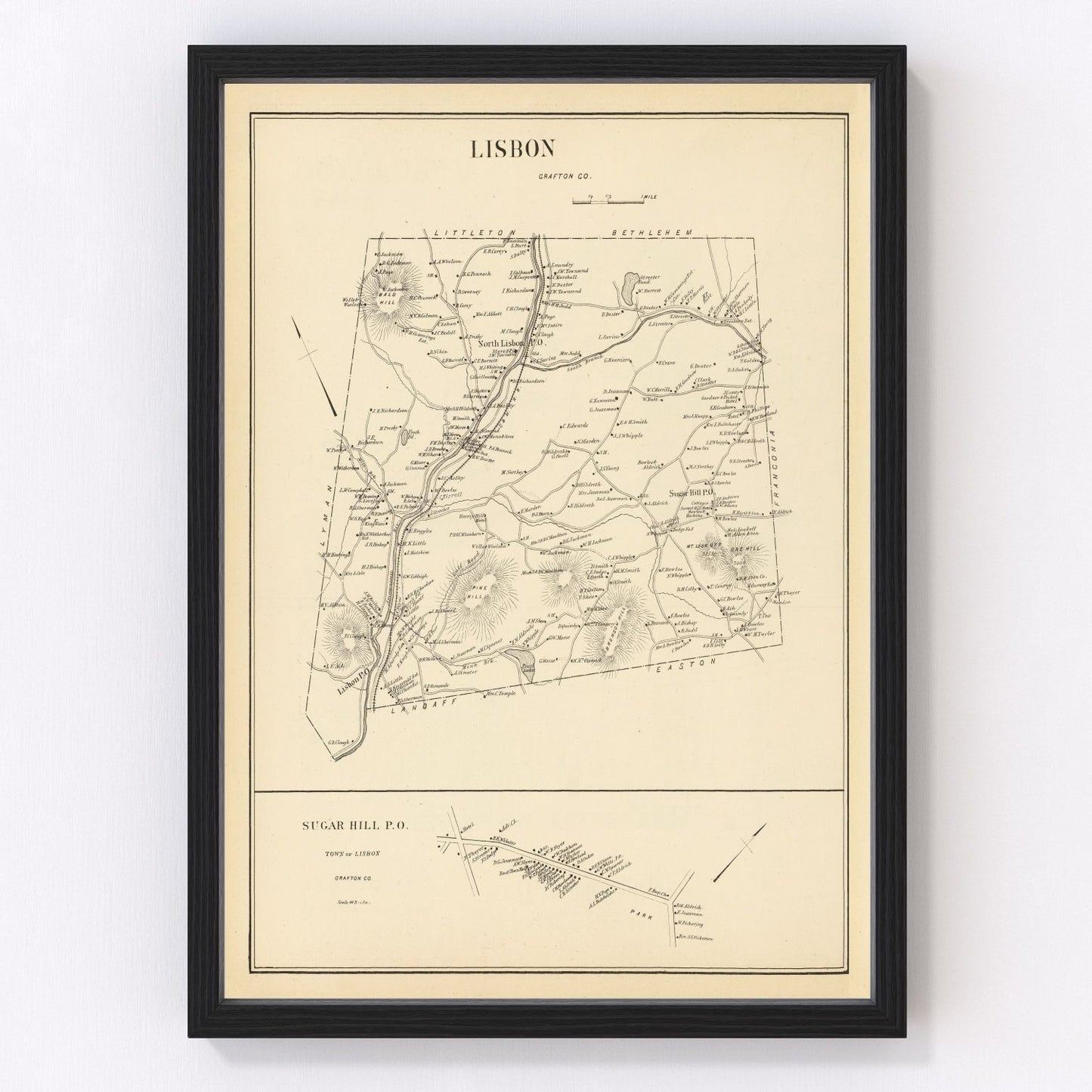 Vintage Map of Lisbon, New Hampshire 1892