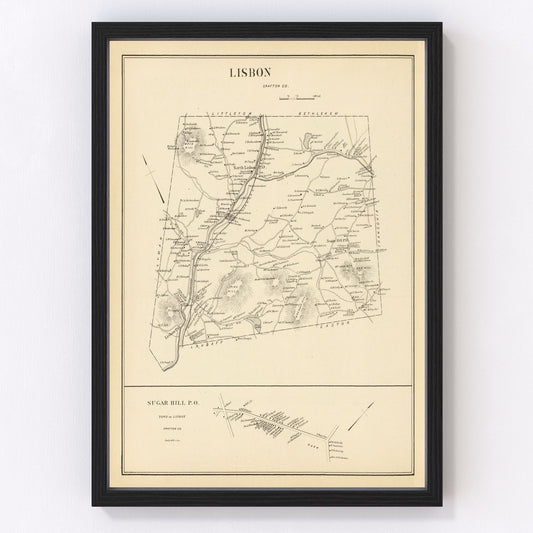 Vintage Map of Lisbon, New Hampshire 1892