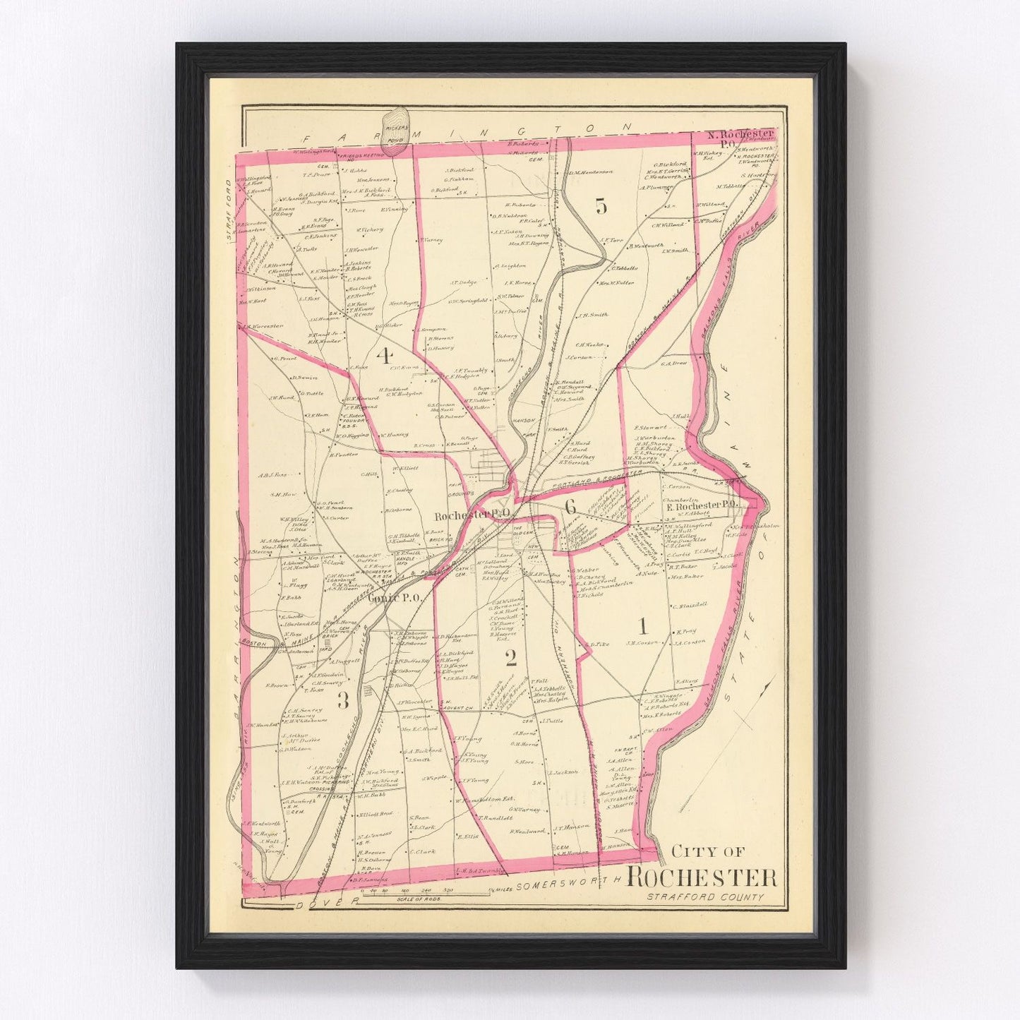 Vintage Map of Rochester, New Hampshire 1892