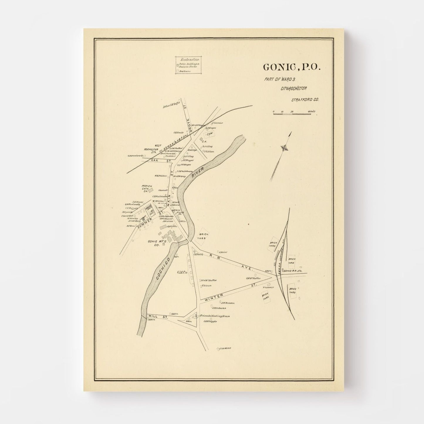 Vintage Map of Gonic, New Hampshire 1892
