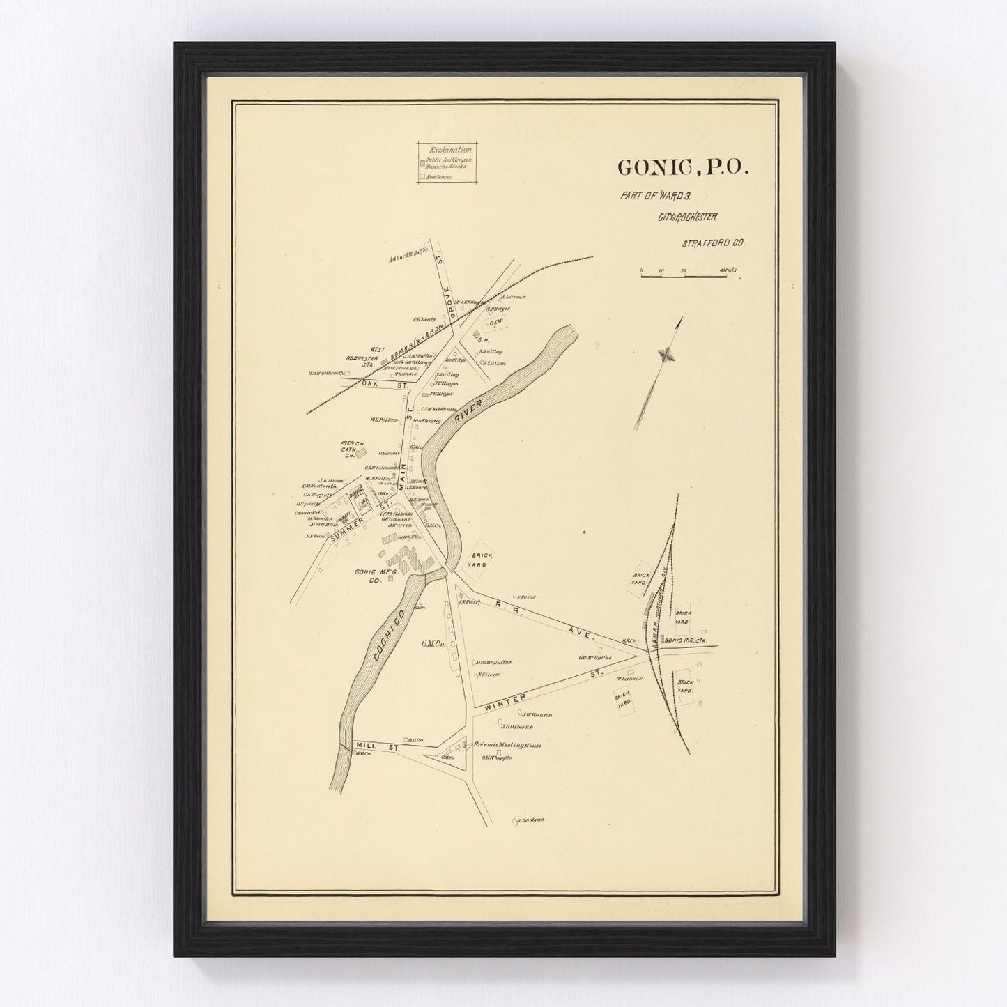 Vintage Map of Gonic, New Hampshire 1892