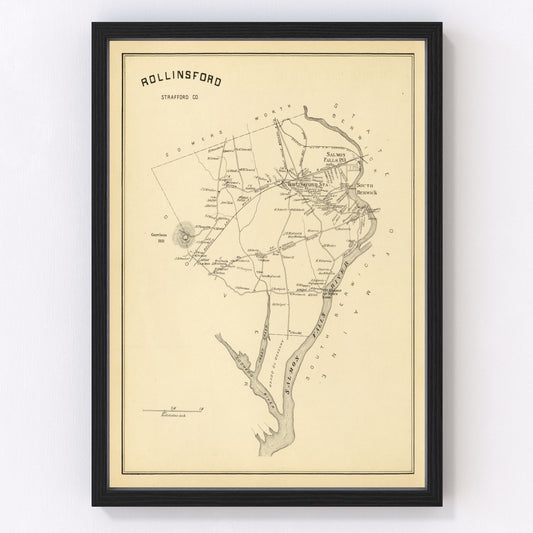 Vintage Map of Rollinsford, New Hampshire 1892