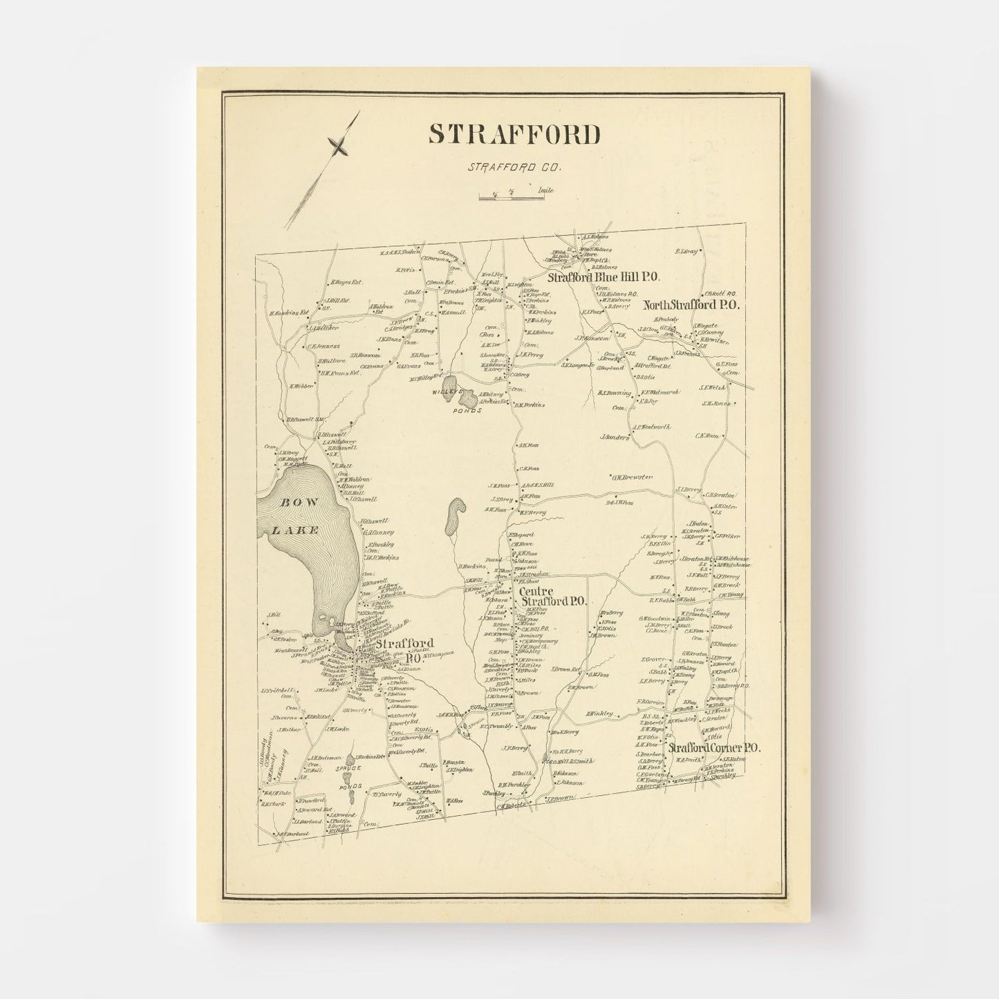 Vintage Map of Strafford, New Hampshire 1892