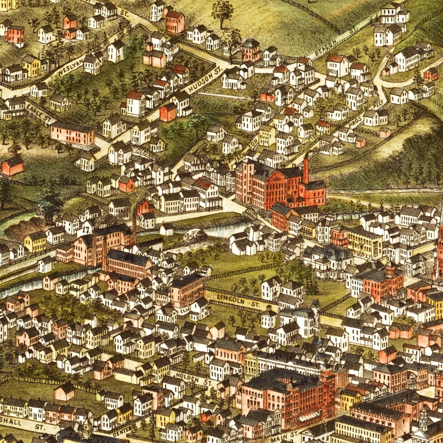 Vintage Map of North Adams, Massachusetts 1881