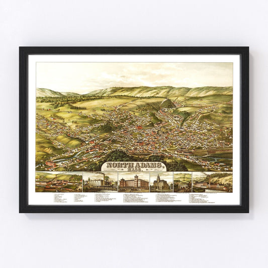 Vintage Map of North Adams, Massachusetts 1881