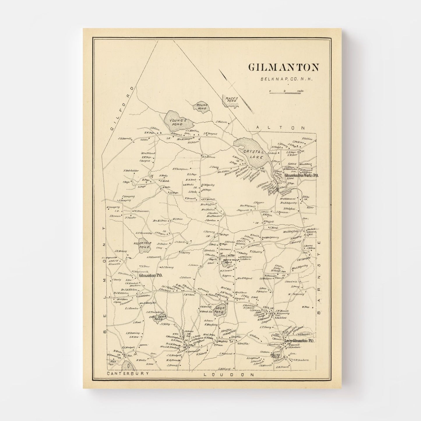 Vintage Map of Gilmanton, New Hampshire 1892