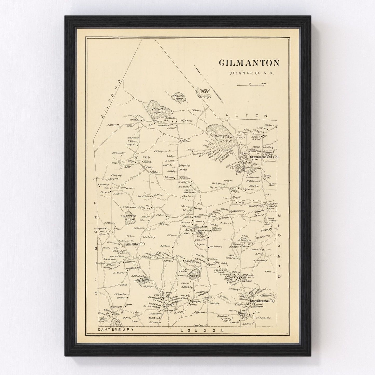 Vintage Map of Gilmanton, New Hampshire 1892