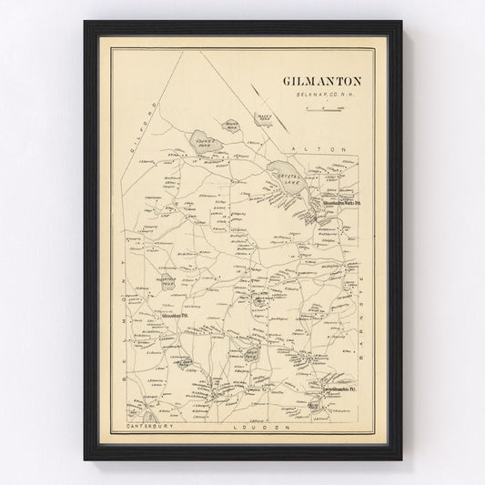 Vintage Map of Gilmanton, New Hampshire 1892