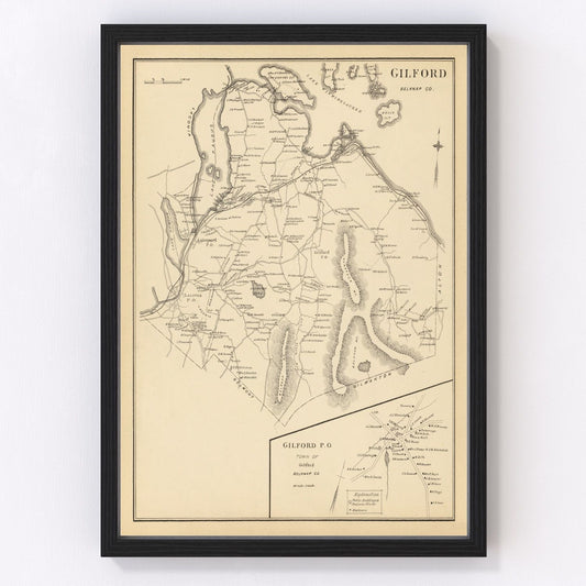 Vintage Map of Gilford, New Hampshire 1892