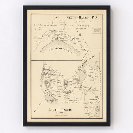Vintage Map of Center Harbor, New Hampshire 1892