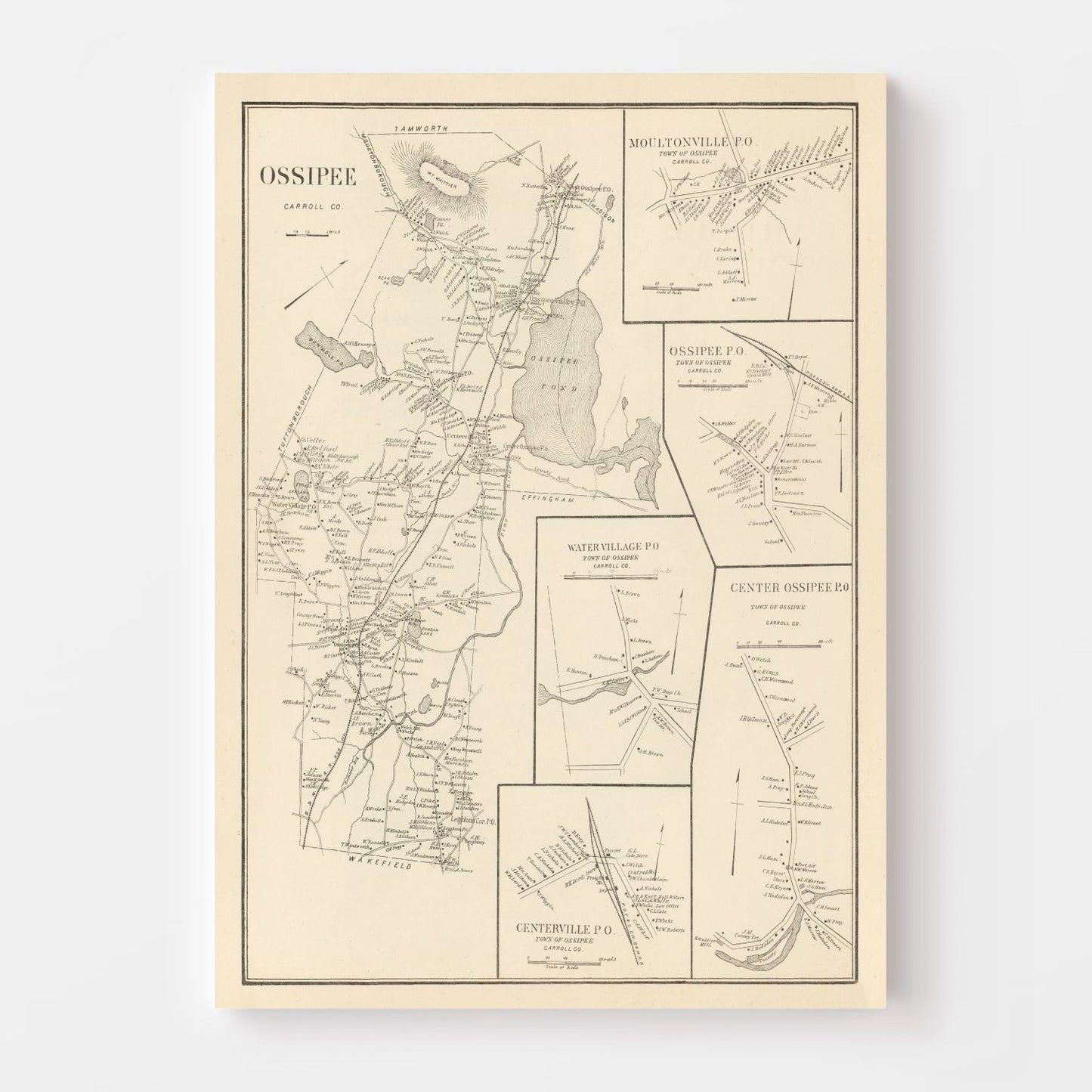 Vintage Map of Moultonville, New Hampshire 1892