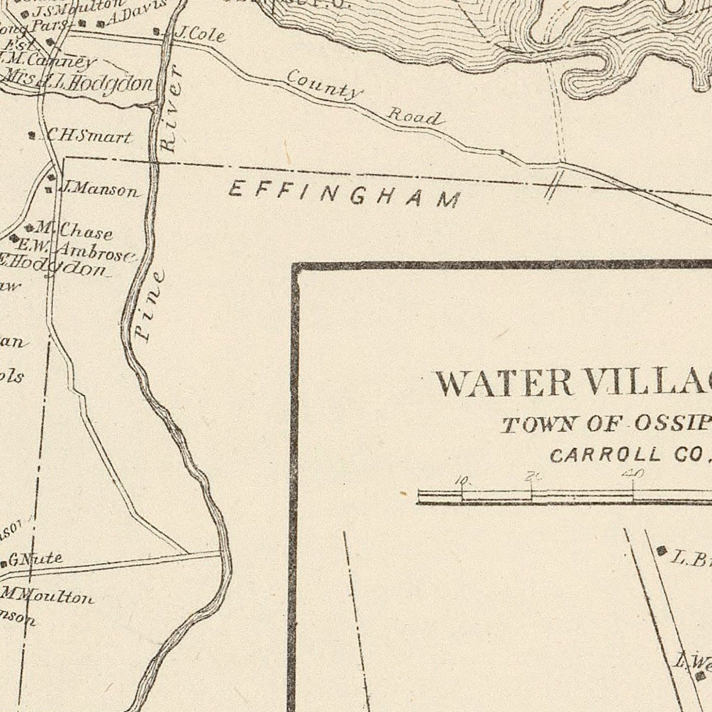 Vintage Map of Moultonville, New Hampshire 1892