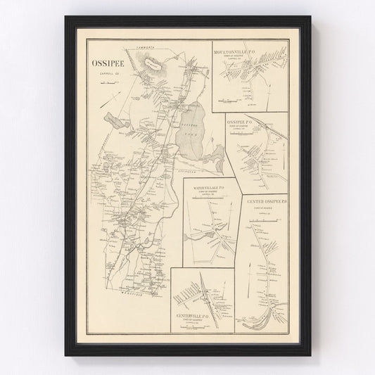 Vintage Map of Moultonville, New Hampshire 1892