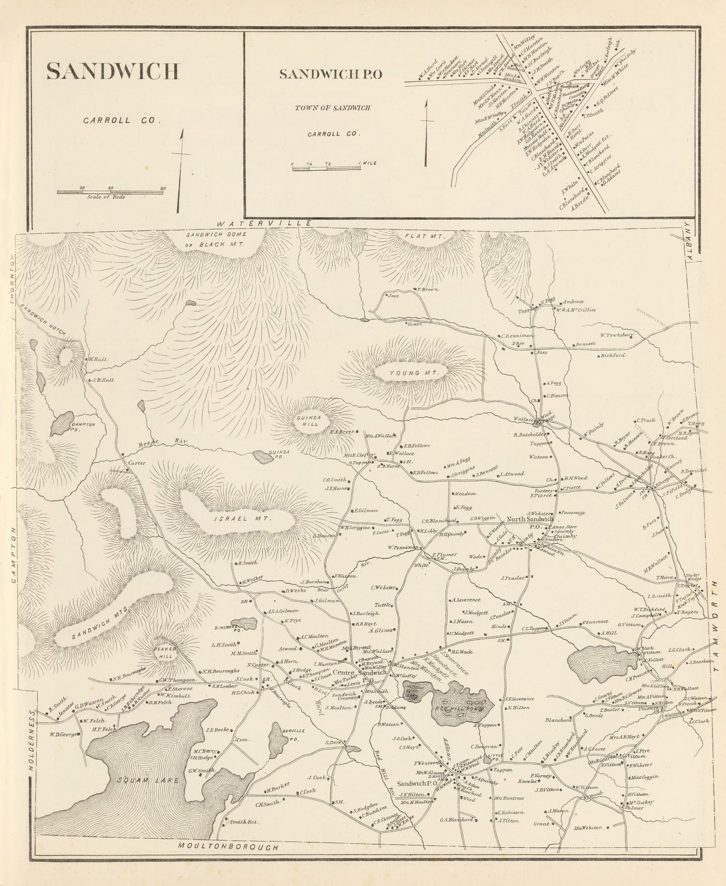 Vintage Map of Sandwich, New Hampshire 1892
