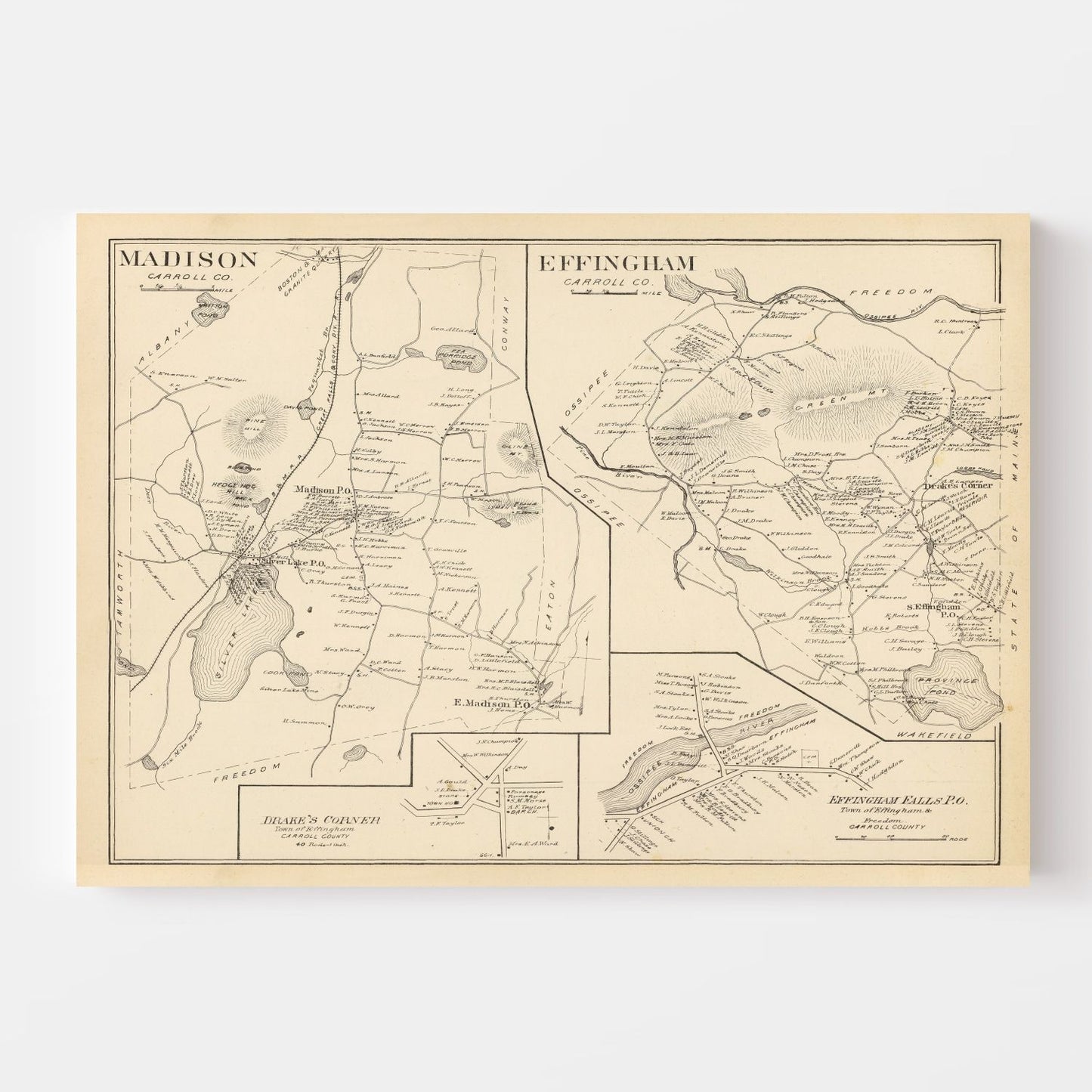 Vintage Map of Effingham, New Hampshire 1892