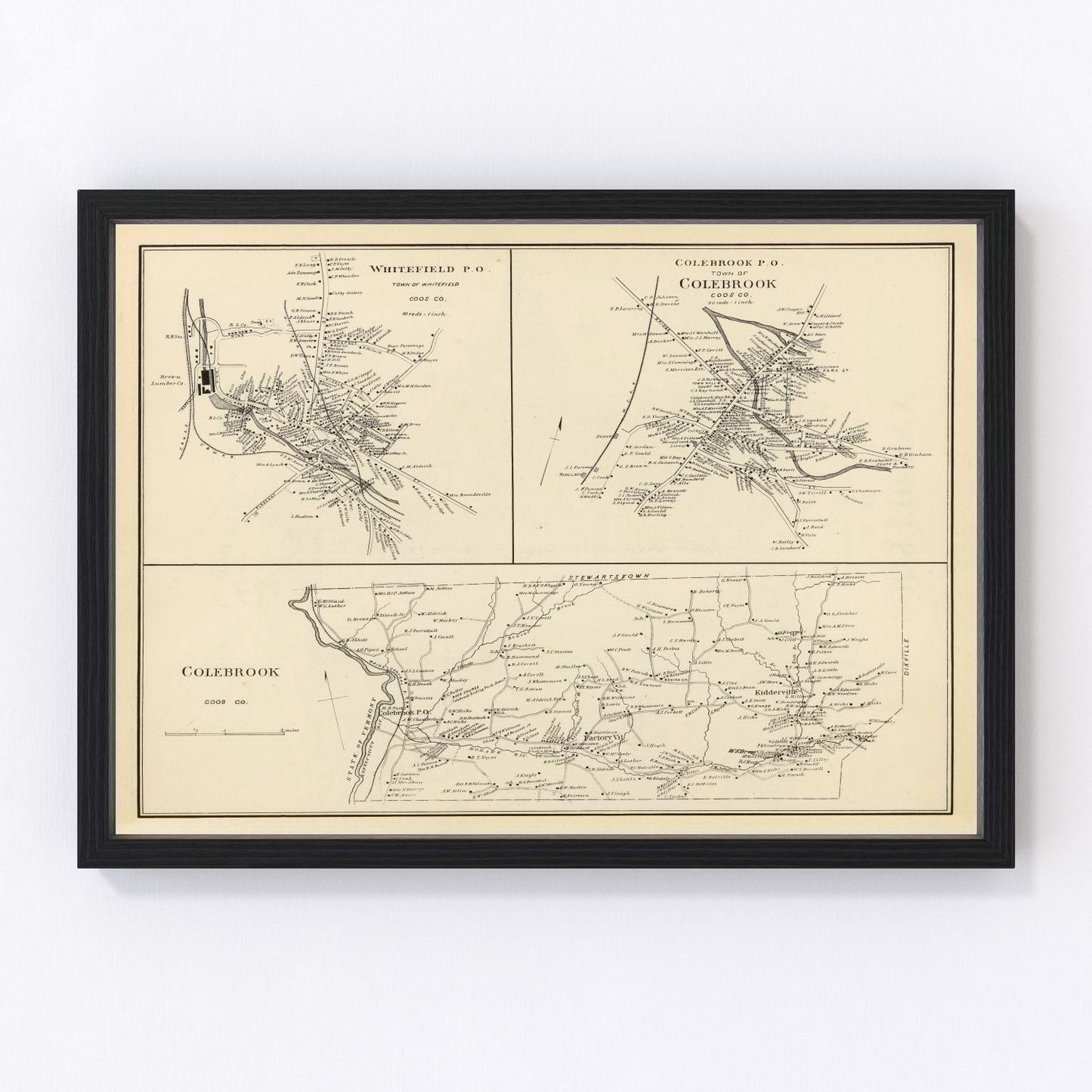 Vintage Map of Colebrook, New Hampshire 1892