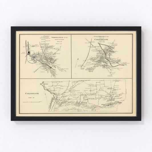 Vintage Map of Colebrook, New Hampshire 1892