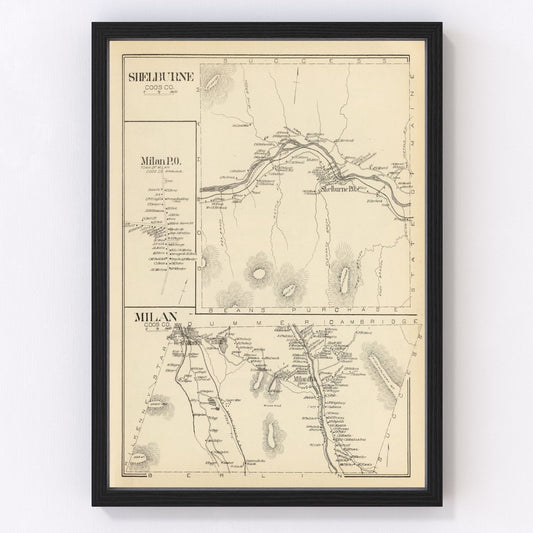 Vintage Map of Milan, New Hampshire 1892