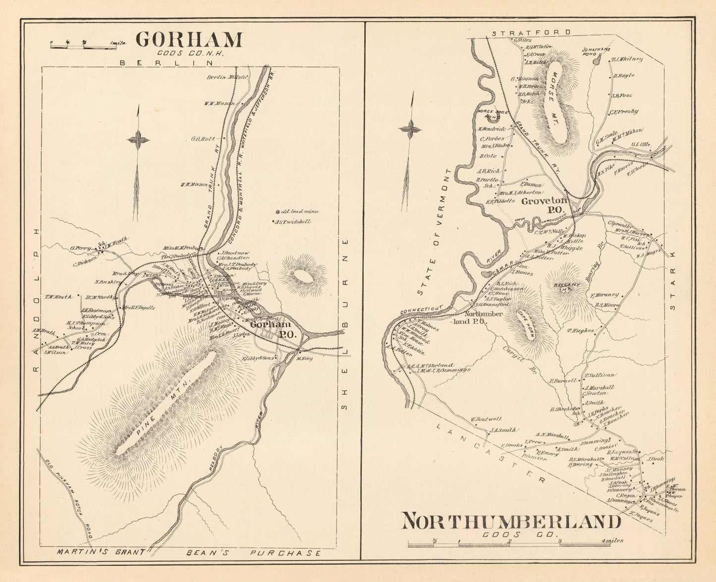 Vintage Map of Gorham, New Hampshire 1892