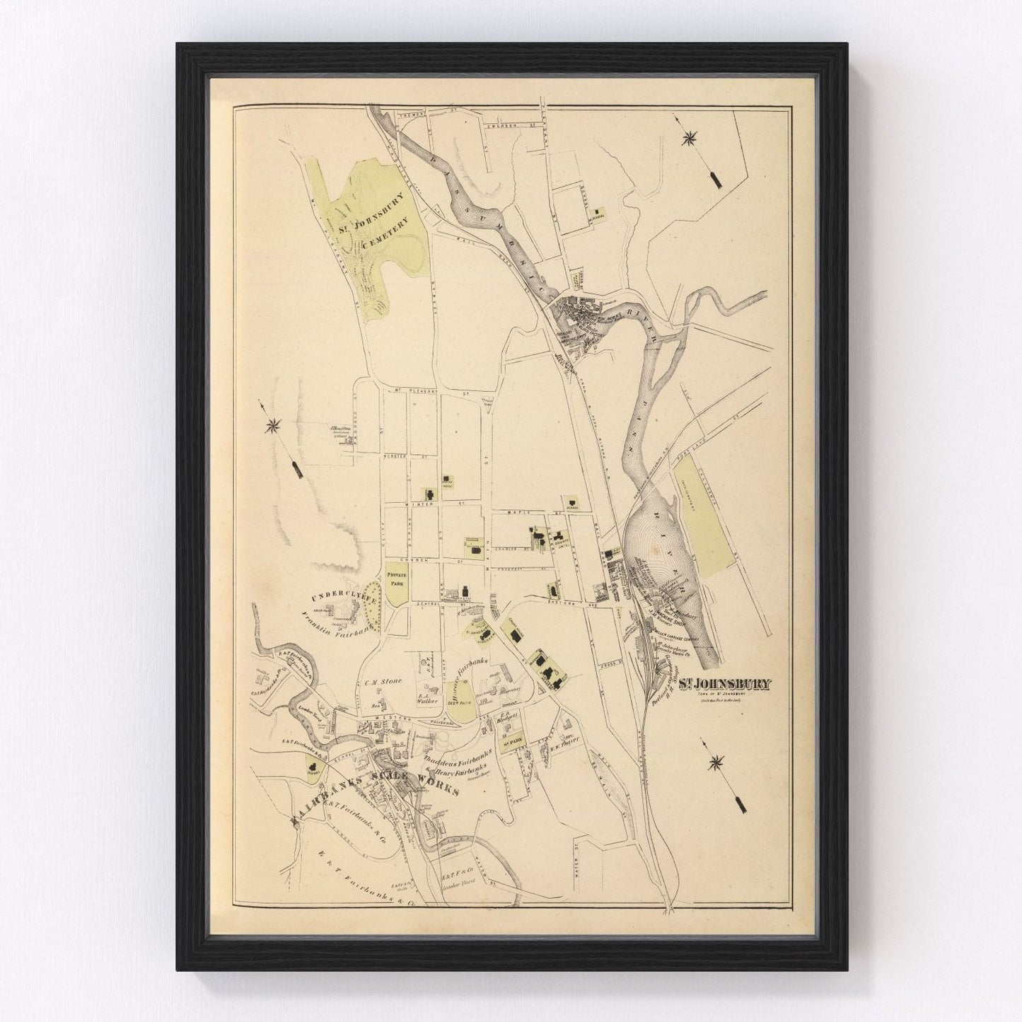 Vintage Map of Saint Johnsbury, Vermont 1876