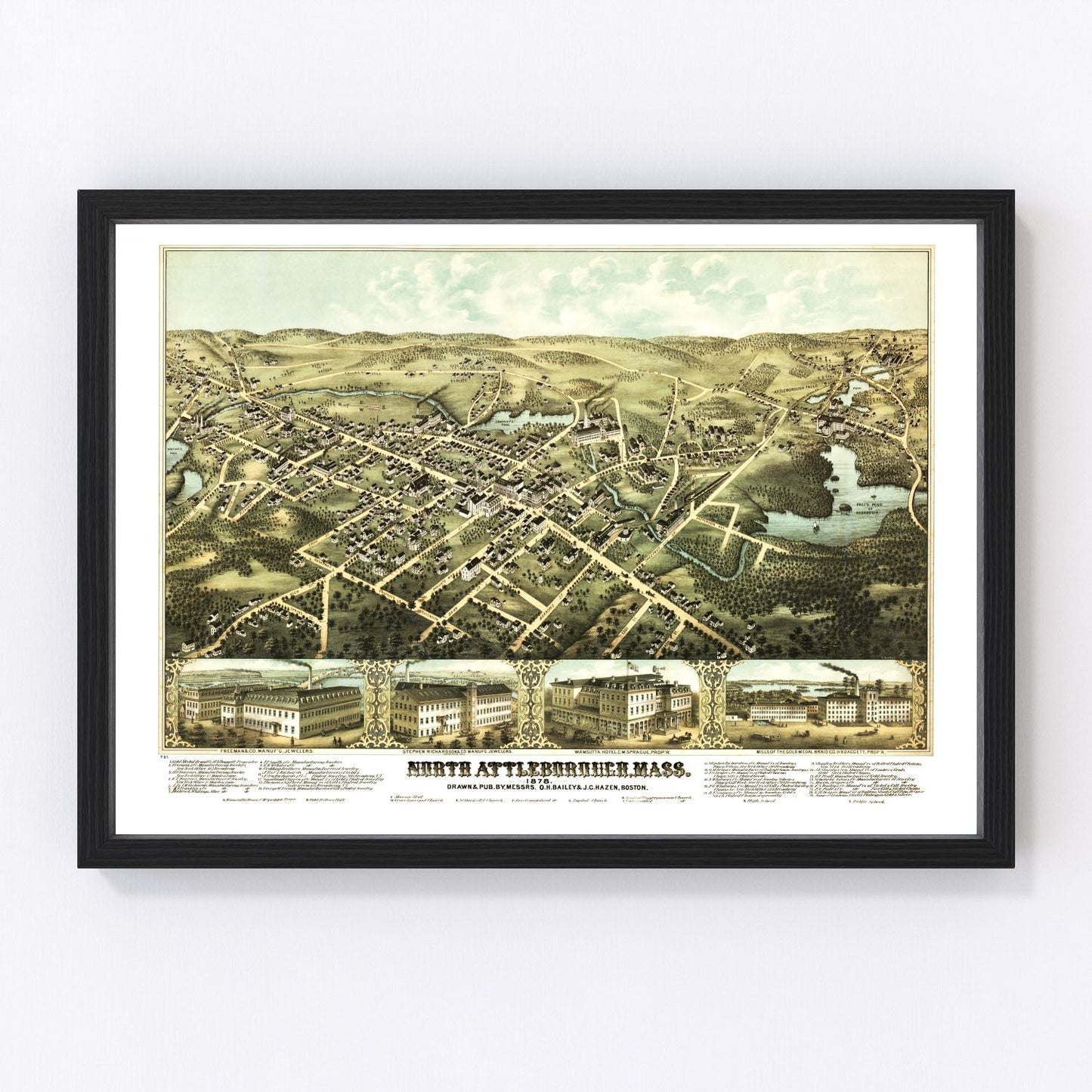 Vintage Map of North Attleborough, Massachusetts 1878