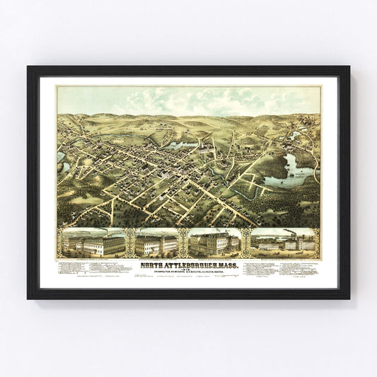 Vintage Map of North Attleborough, Massachusetts 1878