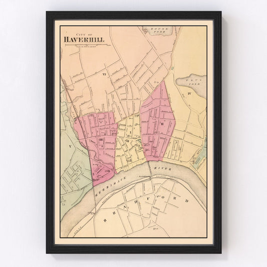 Vintage Map of Haverhill, Massachusetts 1871