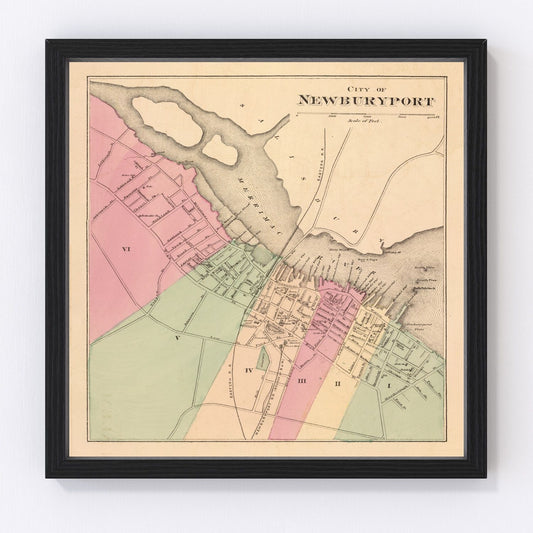 Vintage Map of Newburyport, Massachusetts 1871