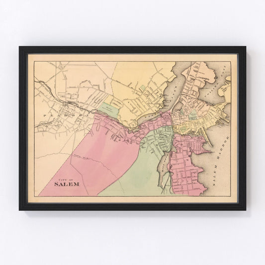 Vintage Map of Salem, Massachusetts 1871
