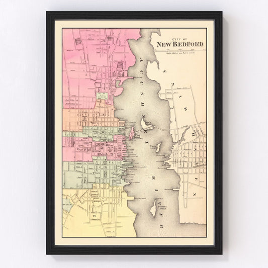 Vintage Map of New Bedford, Massachusetts 1871