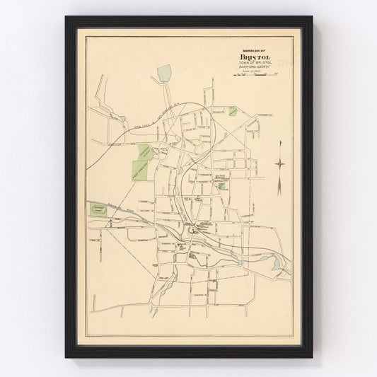 Vintage Map of Bristol, Connecticut 1893