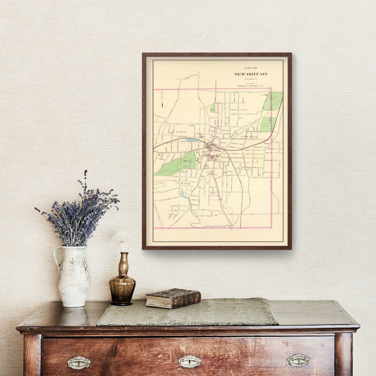 Vintage Map of New Britain, Connecticut 1893