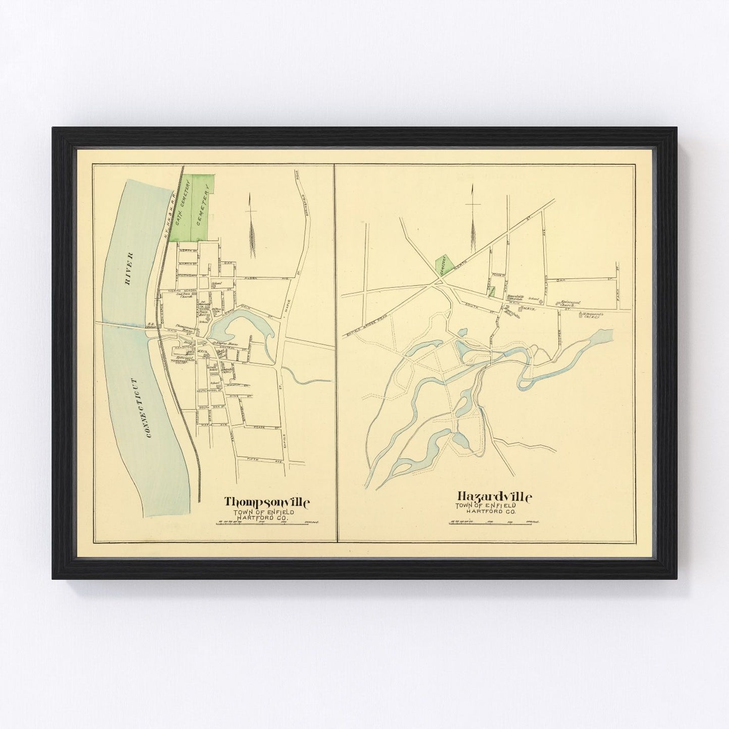 Vintage Map of Hazardville, Connecticut 1893
