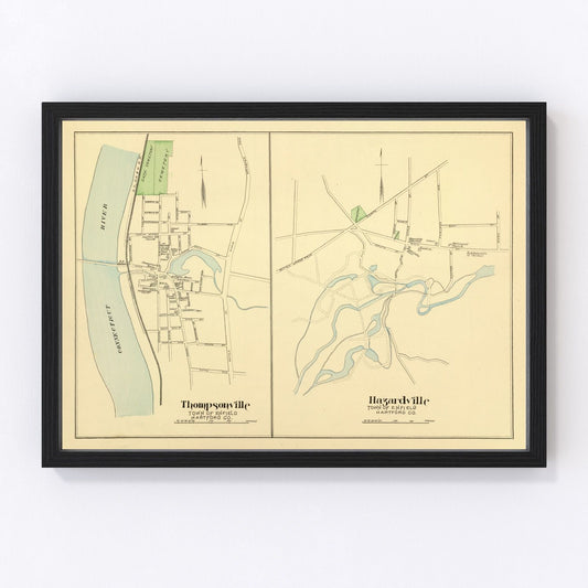 Vintage Map of Hazardville, Connecticut 1893