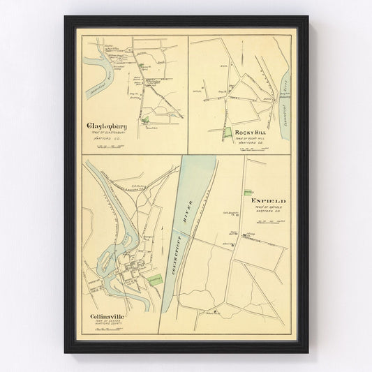 Vintage Map of Collinsville, Connecticut 1893