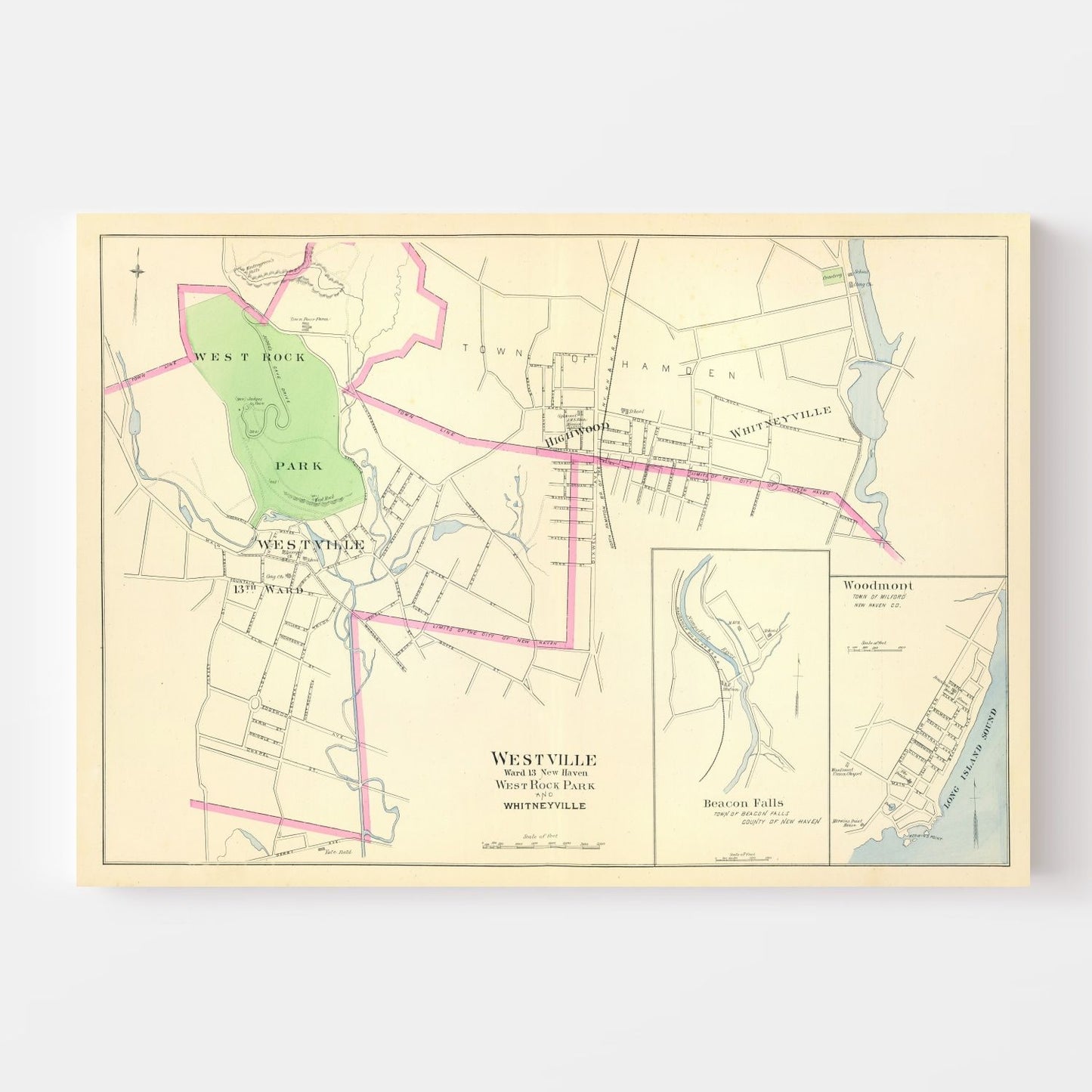 Vintage Map of Westville, Connecticut 1893
