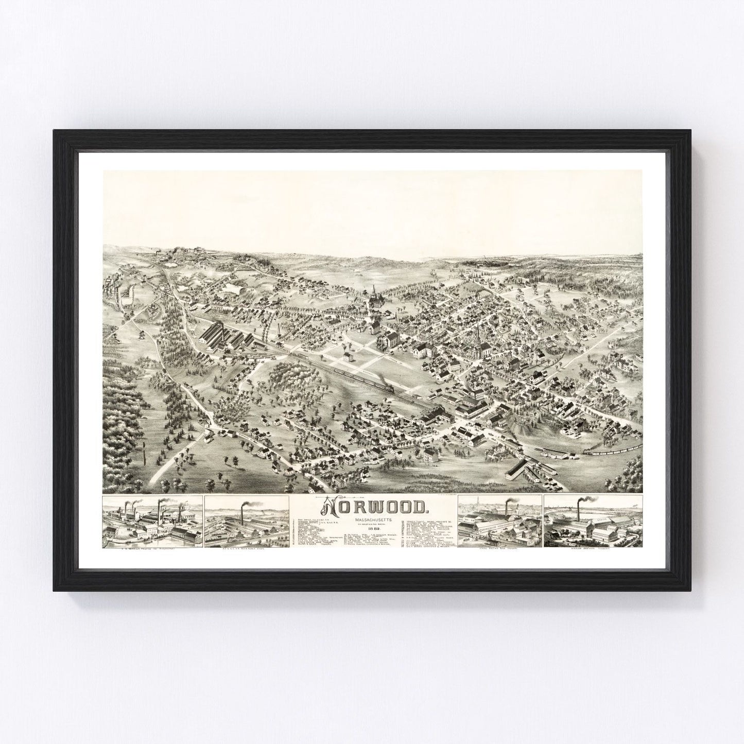 Vintage Map of Norwood, Massachusetts 1882