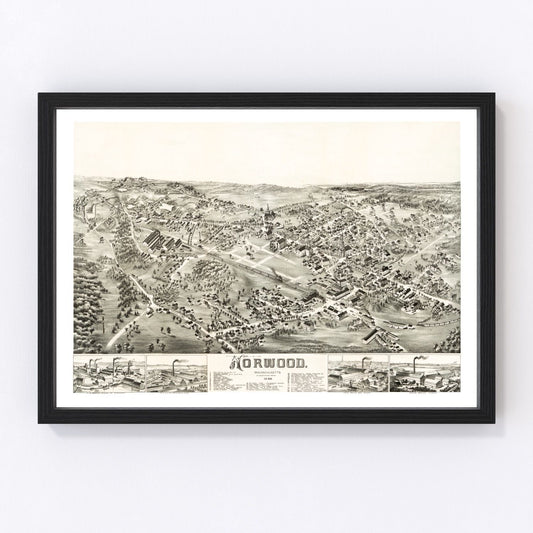 Vintage Map of Norwood, Massachusetts 1882