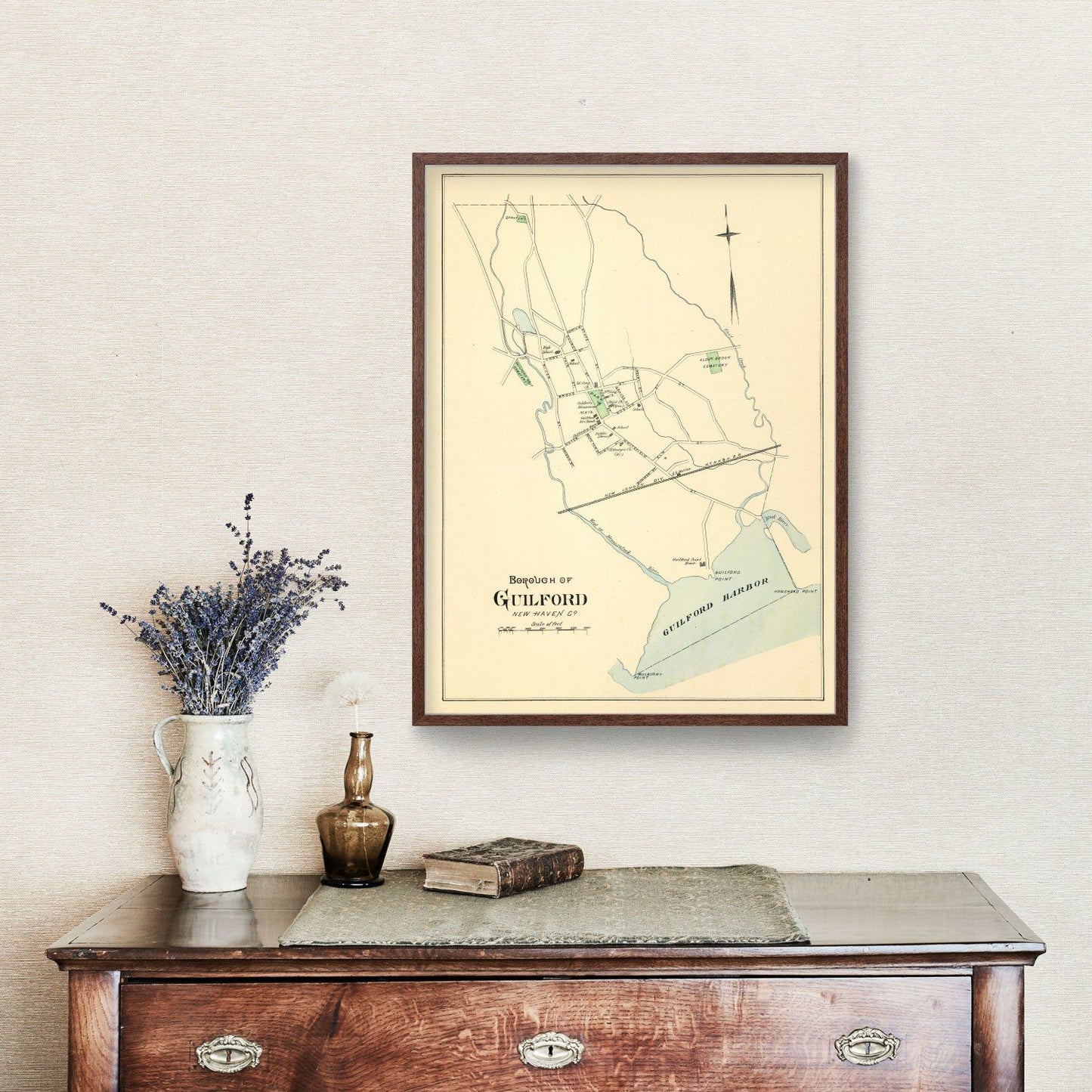 Vintage Map of Guilford, Connecticut 1893