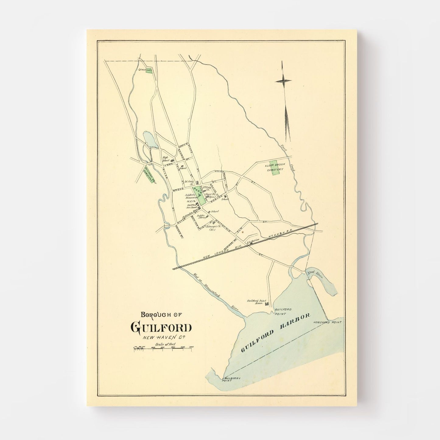 Vintage Map of Guilford, Connecticut 1893