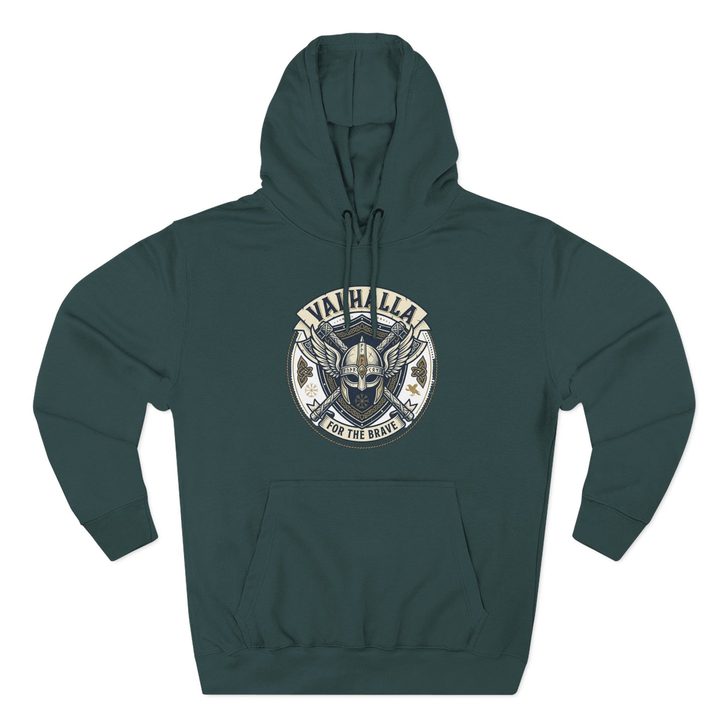 Viking Valhalla Skull Hoodie – "For the Brave" Graphic Fleece Hoodie