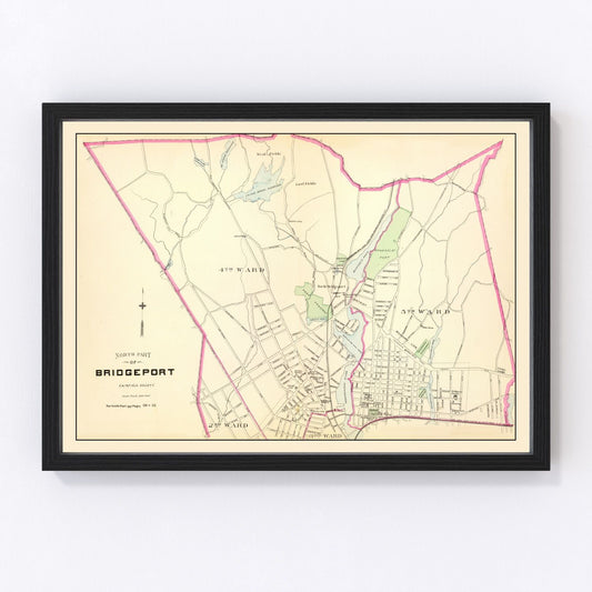 Vintage Map of Bridgeport, Connecticut 1893