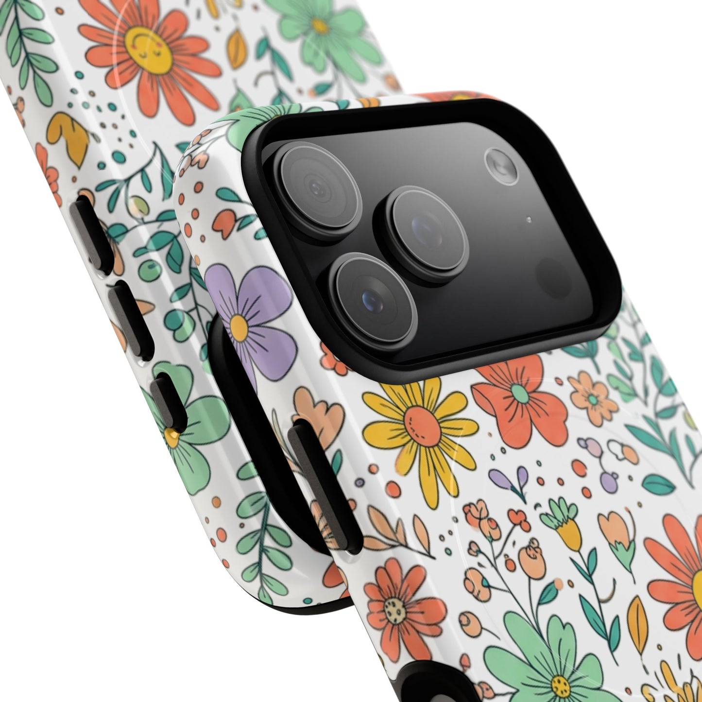 Floral Doodle Tough Magnetic Phone Case – Colorful Wildflower Protection