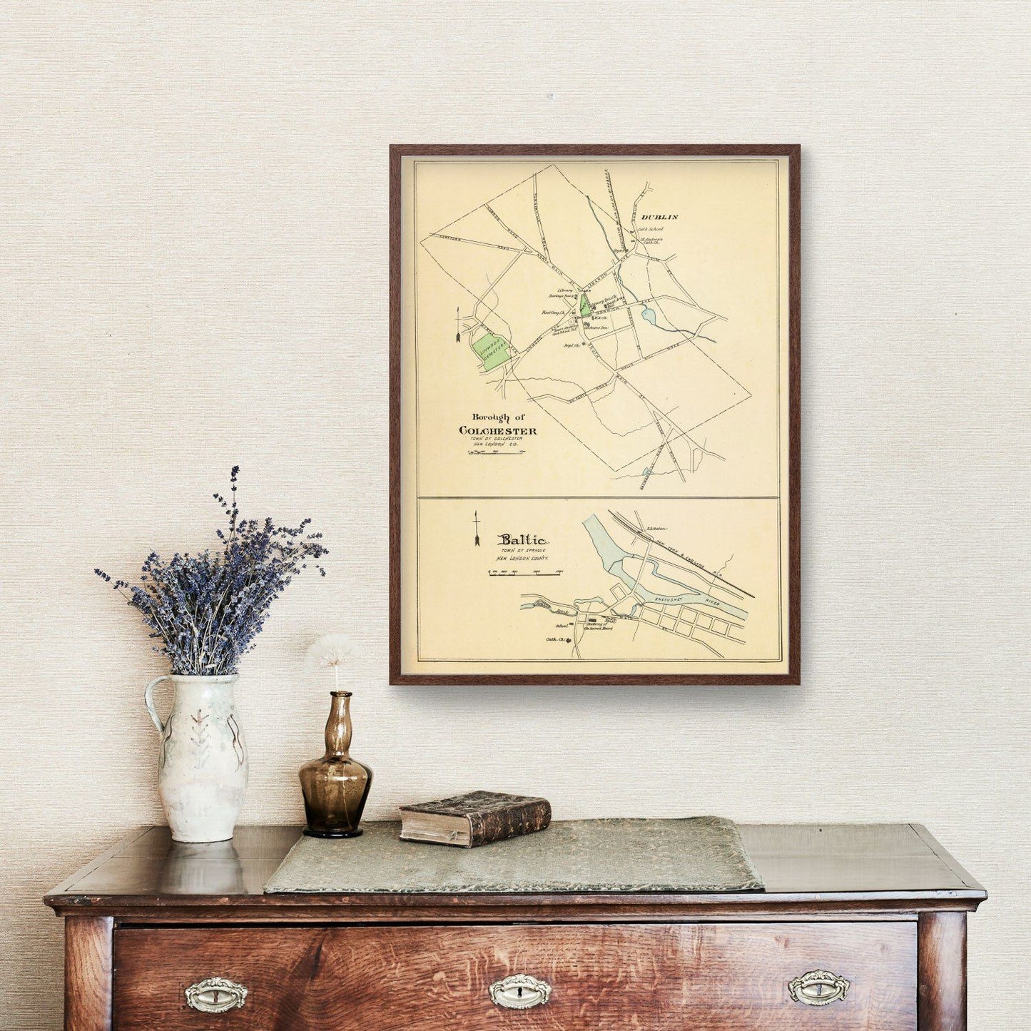Vintage Map of Baltic, Connecticut 1893