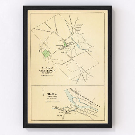 Vintage Map of Baltic, Connecticut 1893