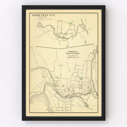 Vintage Map of Terryville, Connecticut 1893