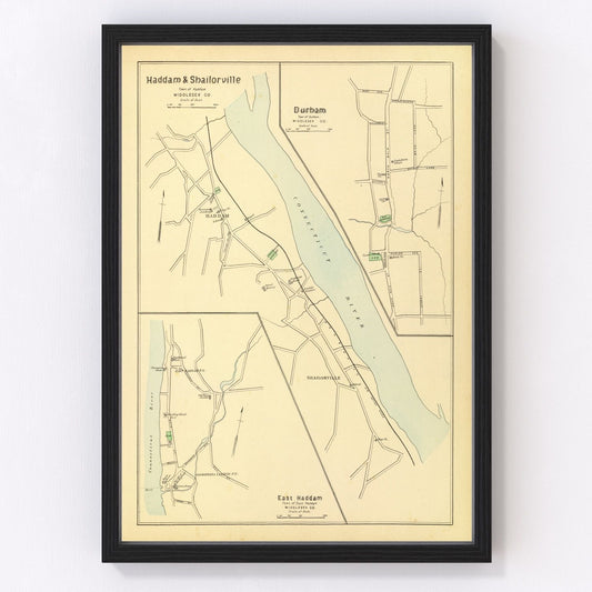 Vintage Map of Haddam, Connecticut 1893